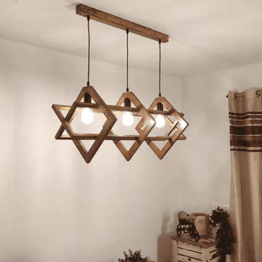  Paragon 3 Series Brown Solid Wood Cluster Hanging Light MDR TENT LIGHTS AGENCY KHAJOOR BANNA PATHERKI MASJID NEAR OLDMILAN STUDIO