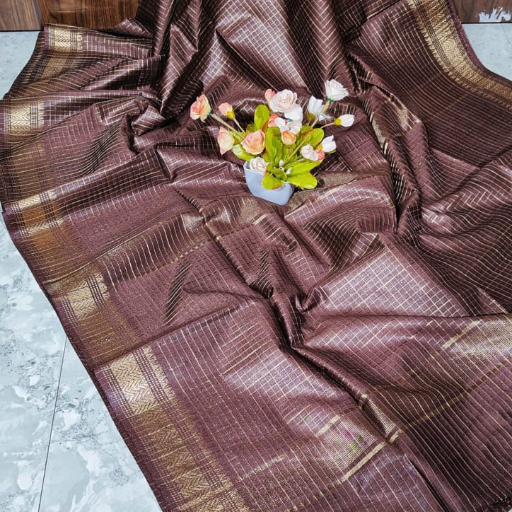 Fancy Semi Silk saree with Copper zaree Checks Design-https://s3.ap-south-1.amazonaws.com/prod-media-vyaparify-com/vcards/products/430611/product_1764313438_6929495e7dafb.png Image