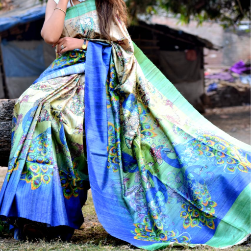 Tussar Ghicha silk Saree With Digital print Design-https://s3.ap-south-1.amazonaws.com/prod-media-vyaparify-com/vcards/products/431703/product_1764395064_692a88384123f.png Image