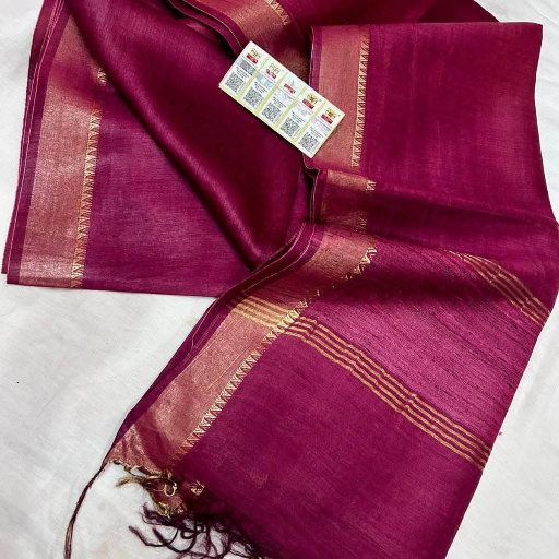 Tussar Munga silk saree with Golden zaree Border Dobi weaving Design-https://s3.ap-south-1.amazonaws.com/prod-media-vyaparify-com/vcards/products/431772/product_1764396986_692a8fba8f5e0.png Image