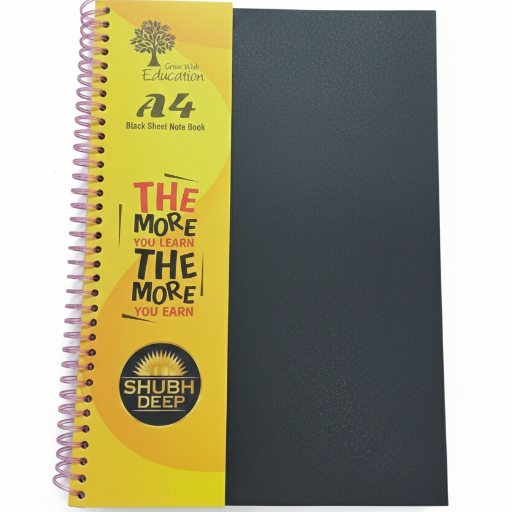  SHUBHDEEP A-4 BLACK SHEET SPYRIL NOTEBOOK (ORIENT PAPER) 186 PAGES - MRP110 SHUBHDEEP STATIONERY NAI SADAK LASHKAR GWALIOR GWALIOR MADHYA PRADESH 474001 CHAWLA SHOWROOM 474001 LANDMARK Infront Of Rati Ram Gajak Bhandar