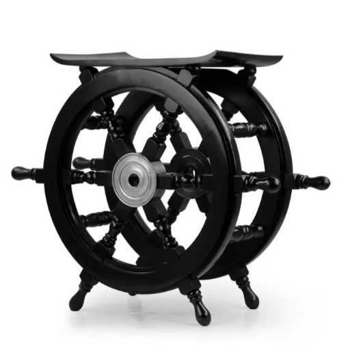  Pirate's Black Nautical Handcrafted Wooden Stool | Home Decor Ship Wheel Table Furniture (Large) NOBEL HANDICRAFTS 1 NAGINA, Nagina, Uttar Pradesh, 246762