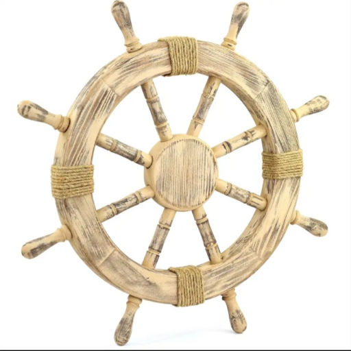  Ship Wheel Pinewood (Biege with Rope Accent) - 18 Inches NOBEL HANDICRAFTS 1 NAGINA, Nagina, Uttar Pradesh, 246762