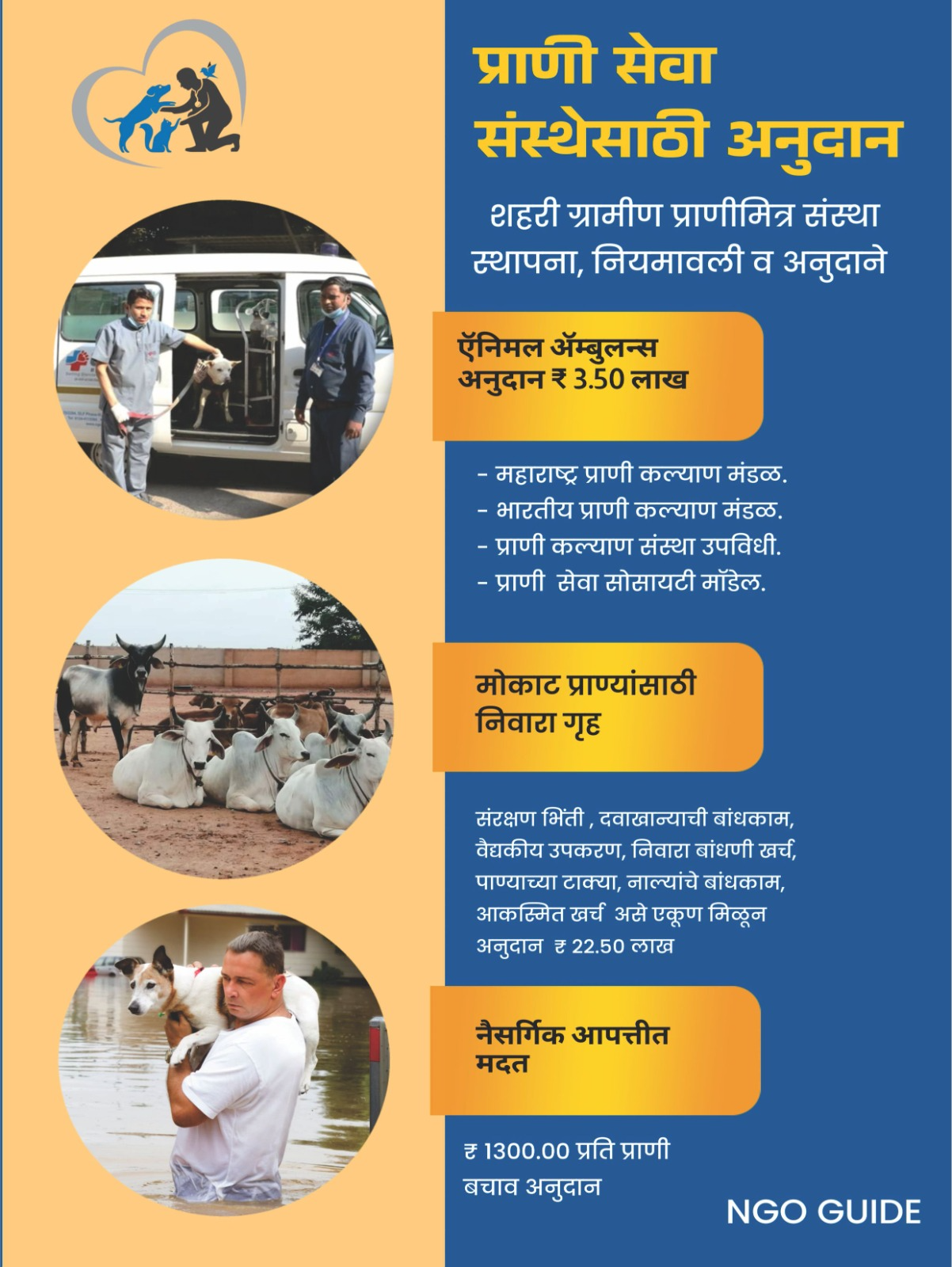  प्राणी सेवा संस्थेसाठी अनुदान PURI ENTERPRISES KAUSHALYA NIWAS  SHIKSHAK COLONY  PATHARDI TAL PATHARDI LANDMARK NEAR MARUTI TEMPLE PATHARDI