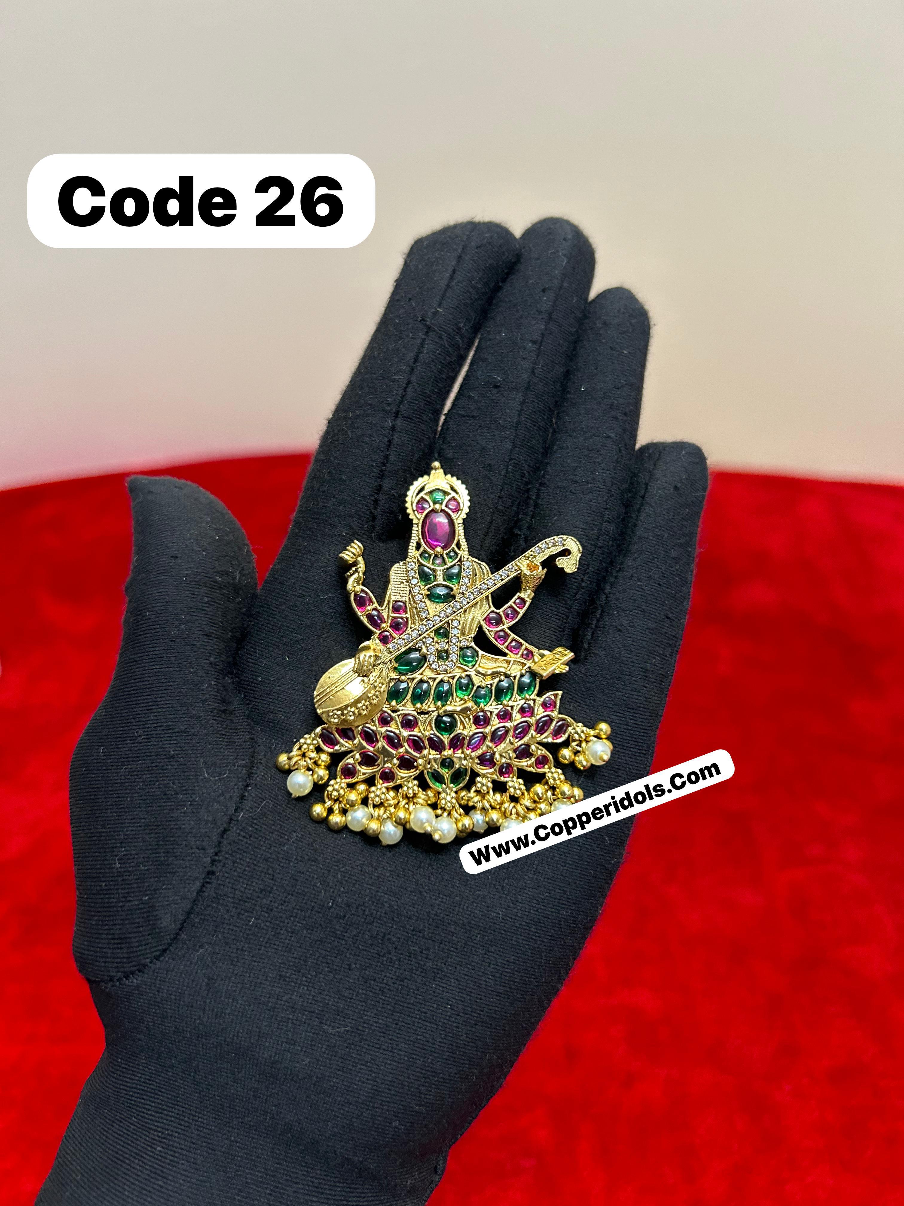 Panchaloha Saraswati Devi gem studded pendant for deocoration / personal use-https://s3.ap-south-1.amazonaws.com/prod-media-vyaparify-com/vcards/products/69885/d3d2664b-9332-45f5-9544-aab15ef57a03.jpg Image