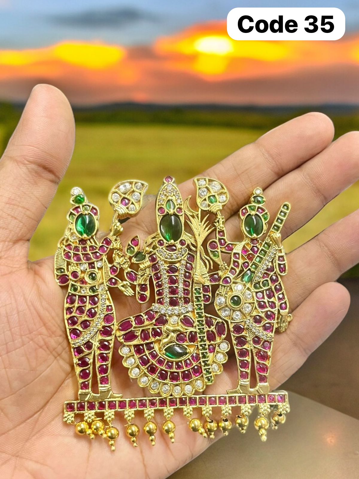 Panchaloha made gold polished Lalitha devi pendant with semi precious stones-https://s3.ap-south-1.amazonaws.com/prod-media-vyaparify-com/vcards/products/69917/ef2b00c4-0afc-4c79-a42a-cb939aa8d891.jpg Image