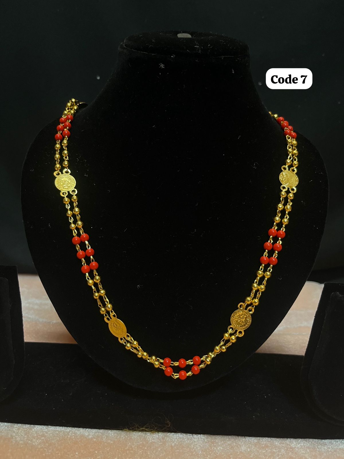 Panchaloha made gold polished kaslu mala with red beads-https://s3.ap-south-1.amazonaws.com/prod-media-vyaparify-com/vcards/products/70359/a2d7c252-2cbb-4206-bc89-b8e9823f53bc.jpg Image