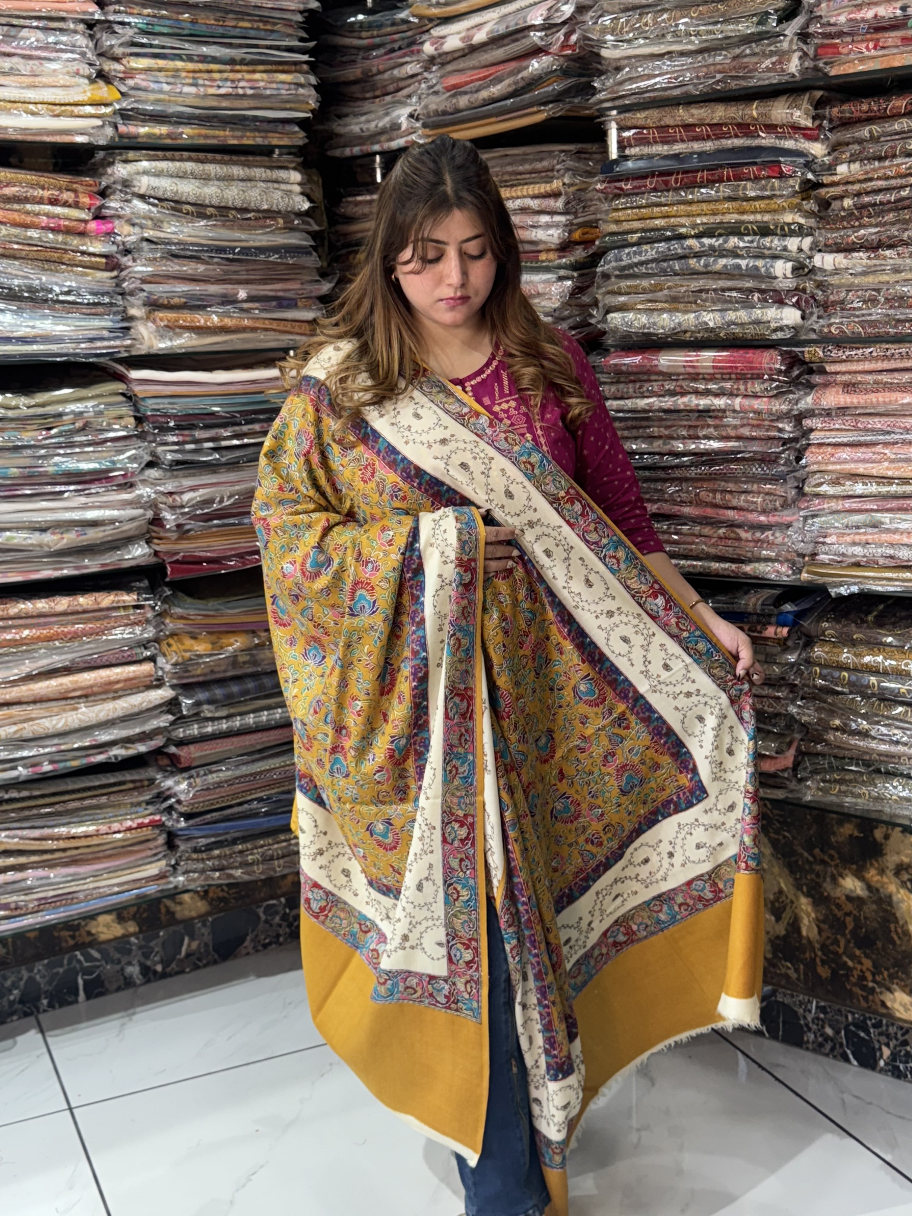 Mustard Handsozni Kalamkari shawl-https://s3.ap-south-1.amazonaws.com/prod-media-vyaparify-com/vcards/products/73995/IMG_2920.jpeg Image