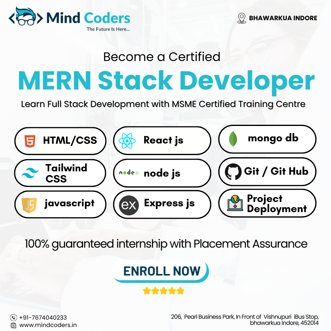  Mern Stack Course MIND CODERS POWERD BY ENRICH EDUCATION Indore Bharwkua