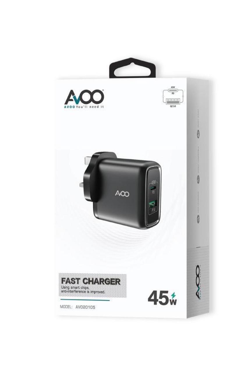 فيش شاحن AVOO TYP-C&USB-45W
