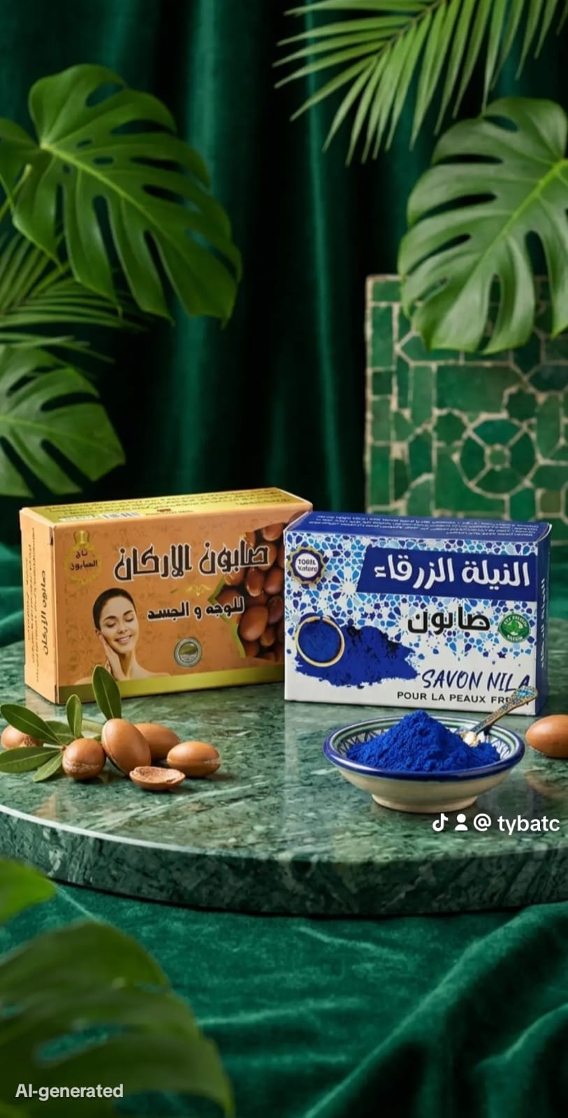 الصابون بالنيلة الزرقاء والاركان