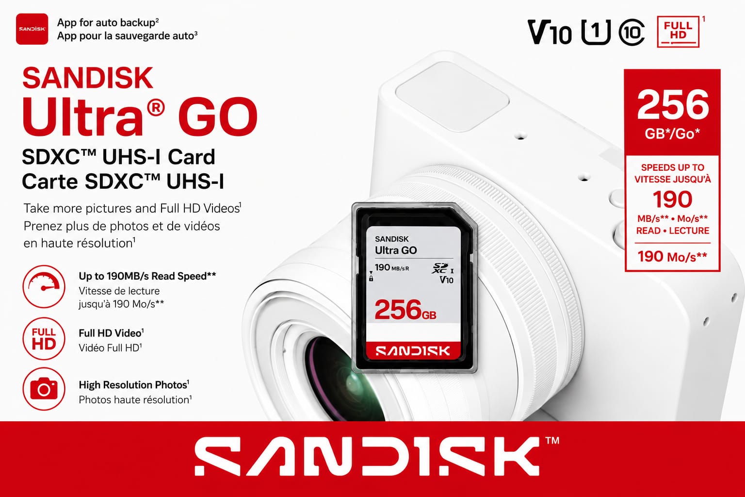 SANDISK Ultra GO SDHC and SDXC UHS-I Card - 256GB...