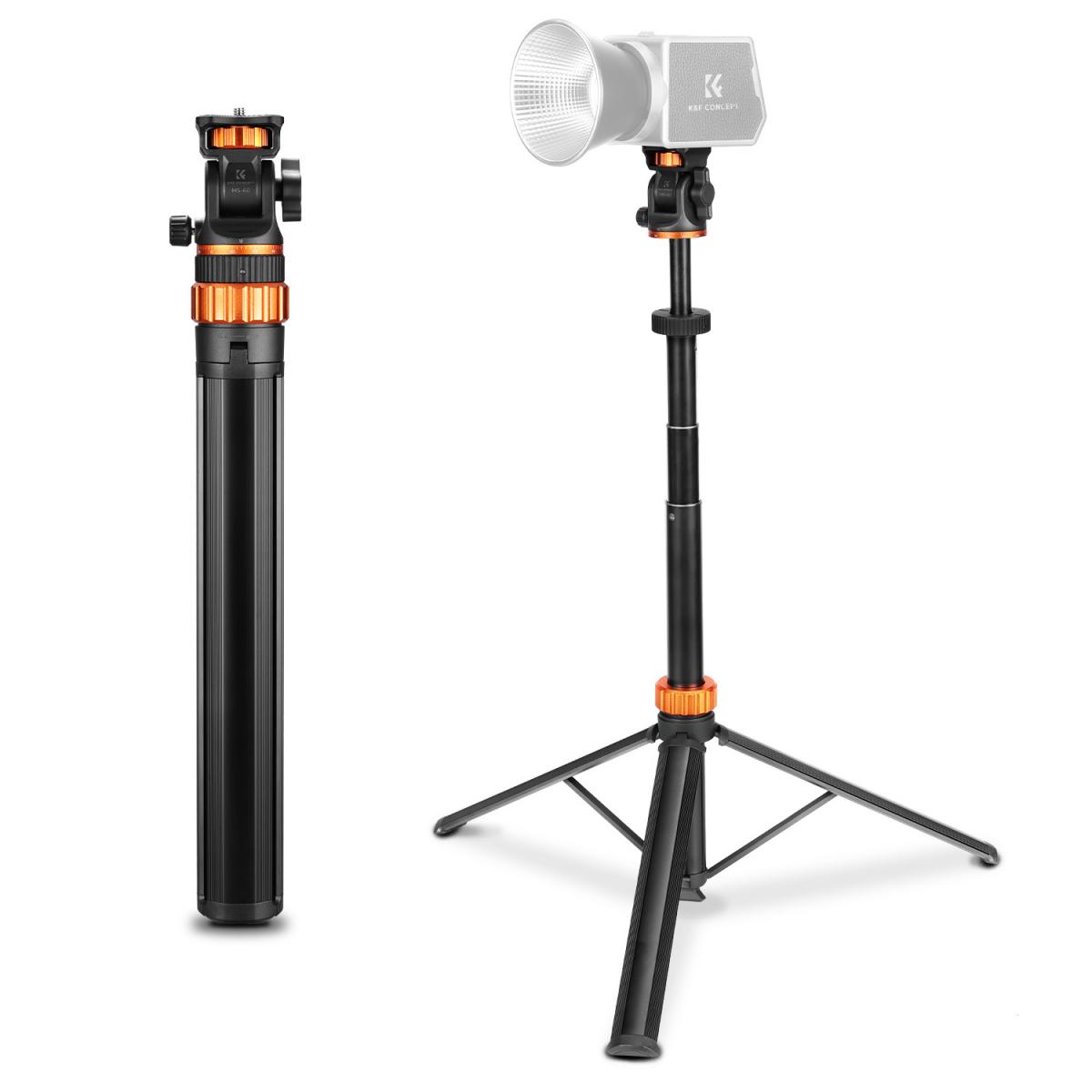 K&F CONCEPT MS-60 portable aluminum alloy light stand 2-meter extendable stand with 360° rotating head