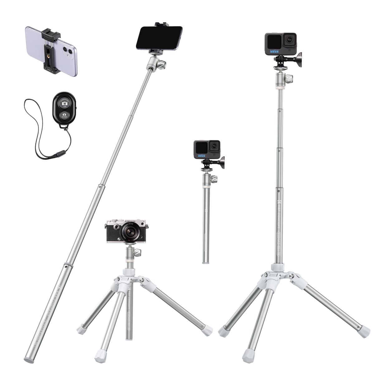 K&F Concept E224A3+BH-18 – 170 cm tripod and selfie stick for phone and camera