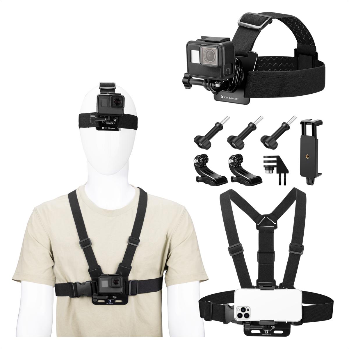 K&F Concept Head Strap & Chest Mount Set for Action Cameras