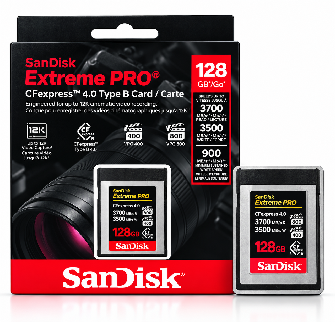 SANDISK Extreme PRO CFexpress 4.0 Type B Cards 128GB 3700MB/s read / 3500MB/s write