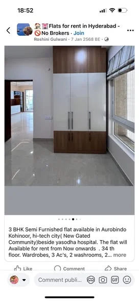 3 BHK Flat for Rent in hi-tech city beside yasodha hospital