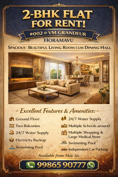 2 BHK Flat for Rent in Horamavu