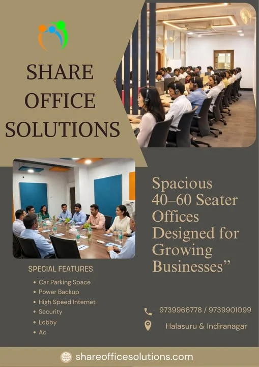 40 BHK Office Space for Rent in Halasuru & Indiranagar