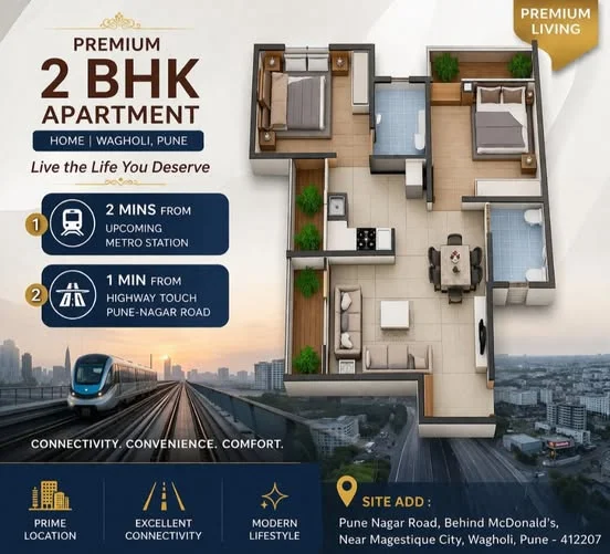 2 BHK Flat for Sale in Wagholi