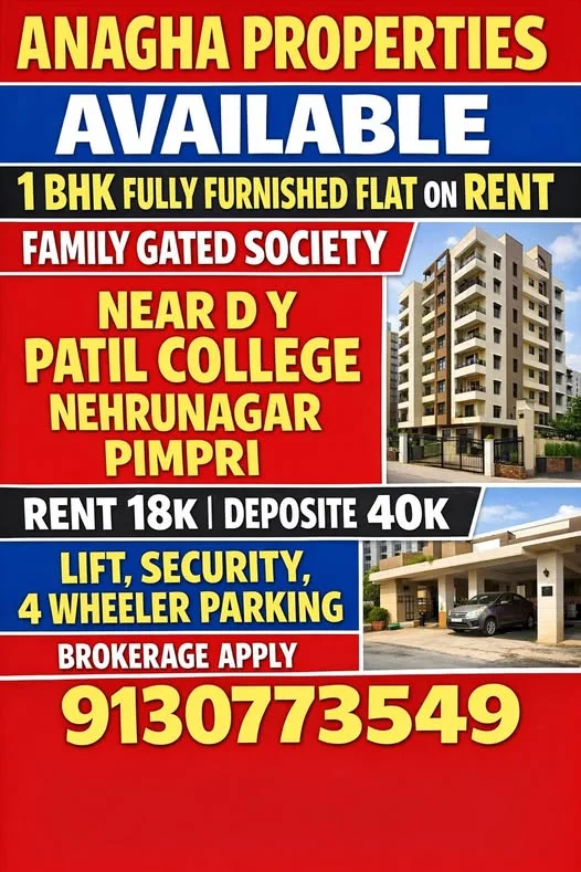 1 BHK Flat for Rent Near D.Y. Patil College
