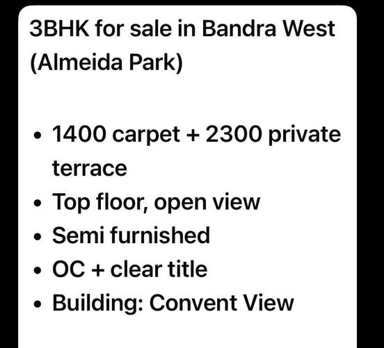 3 BHK Flat for Sale in bandra west