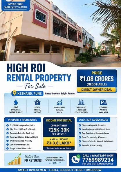 3 BHK Independent House for Sale in Kesnand Pune