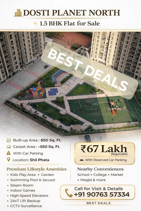 1.5 BHK Flat for Sale in Shil Phata Thane