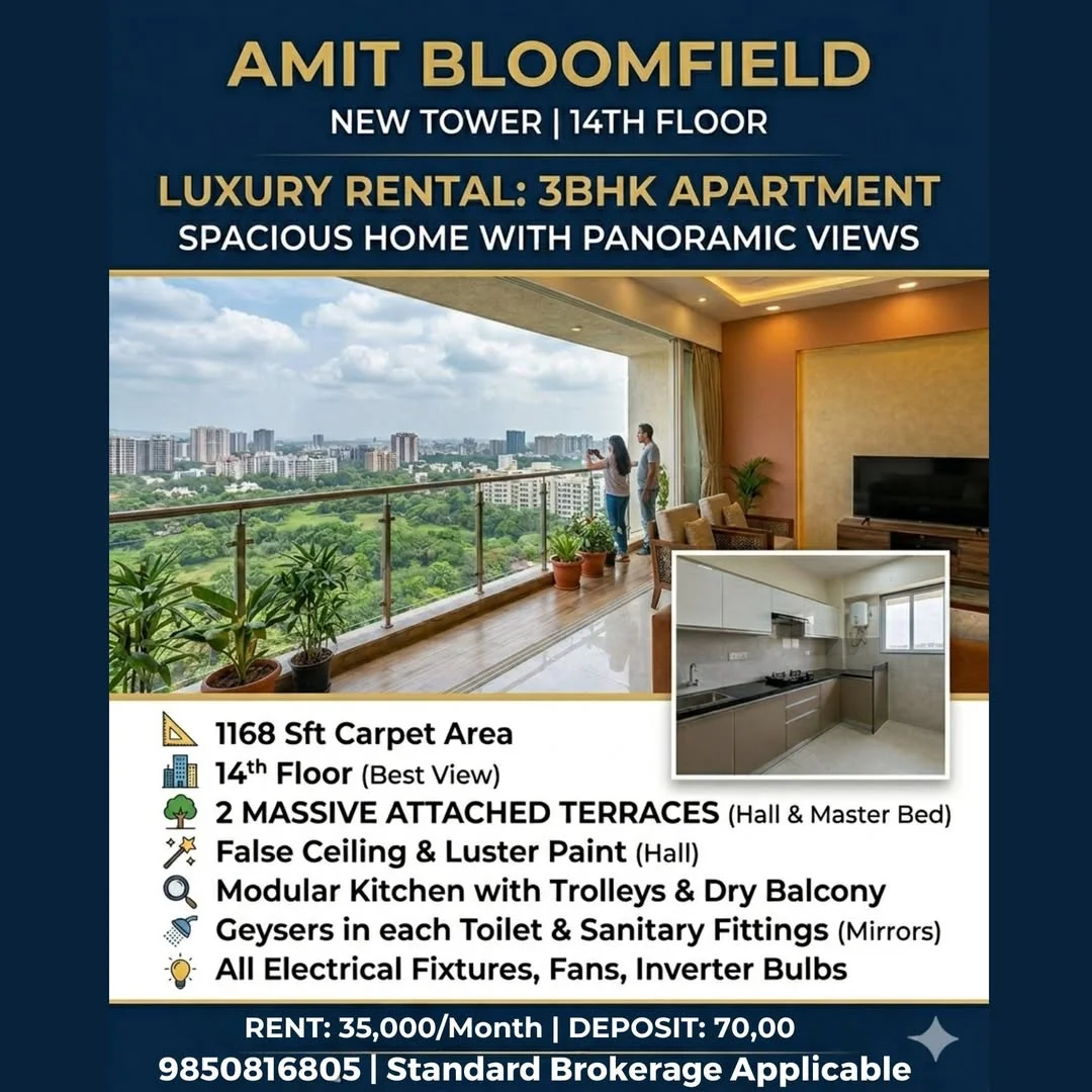3 BHK Flat for Rent in Amit Bloomfield