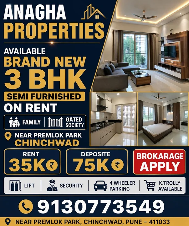 3 BHK Flat for Rent Near Premlok Park