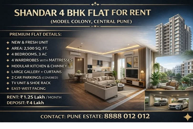 4 BHK Flat for Rent in Model Colony
