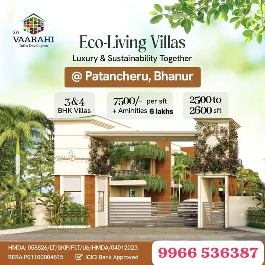 3 BHK Villa for Sale in Beside : Lahari Resorts Near Bhanur