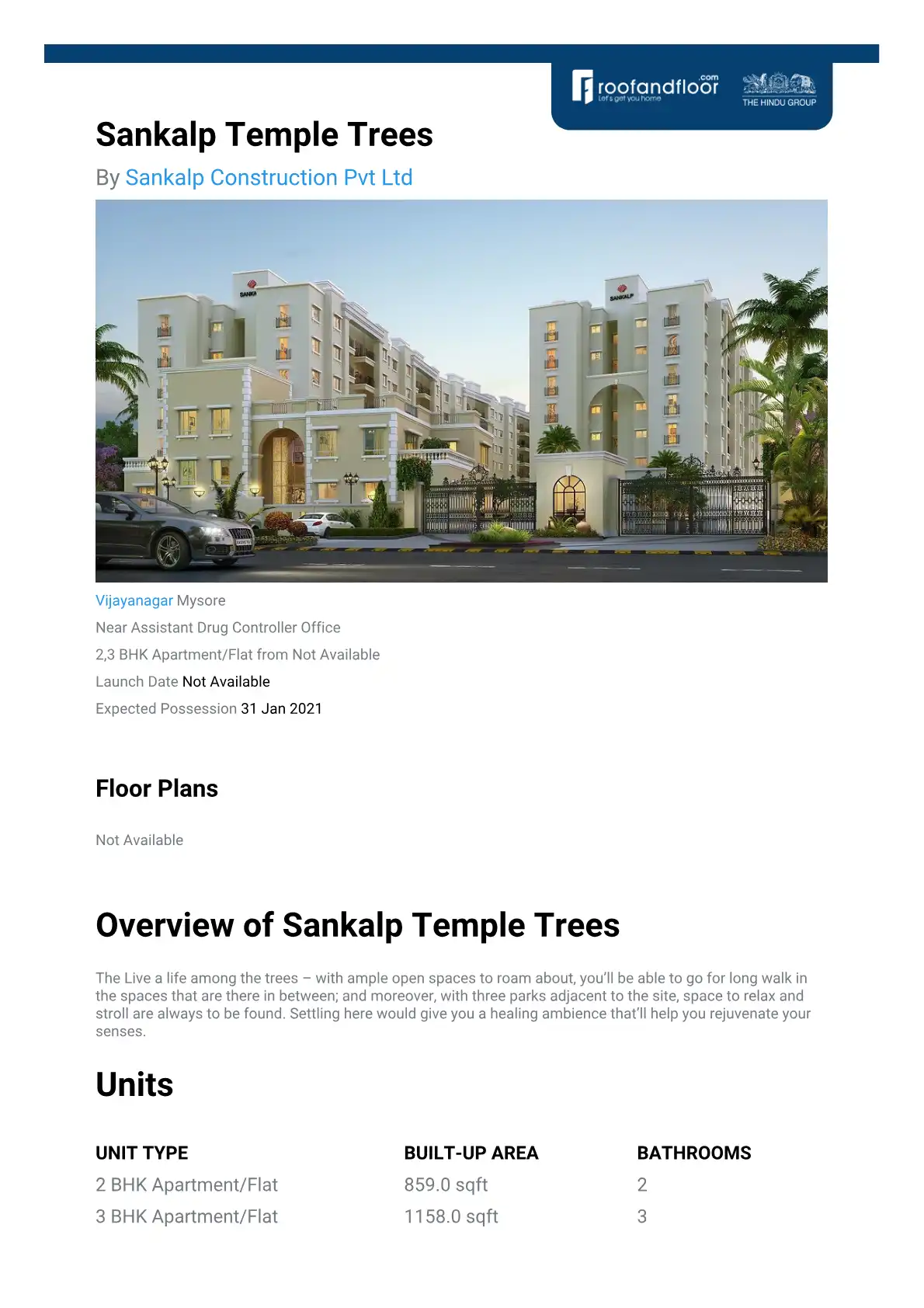 Sankalp Temple Tree Floor Plans & Layout