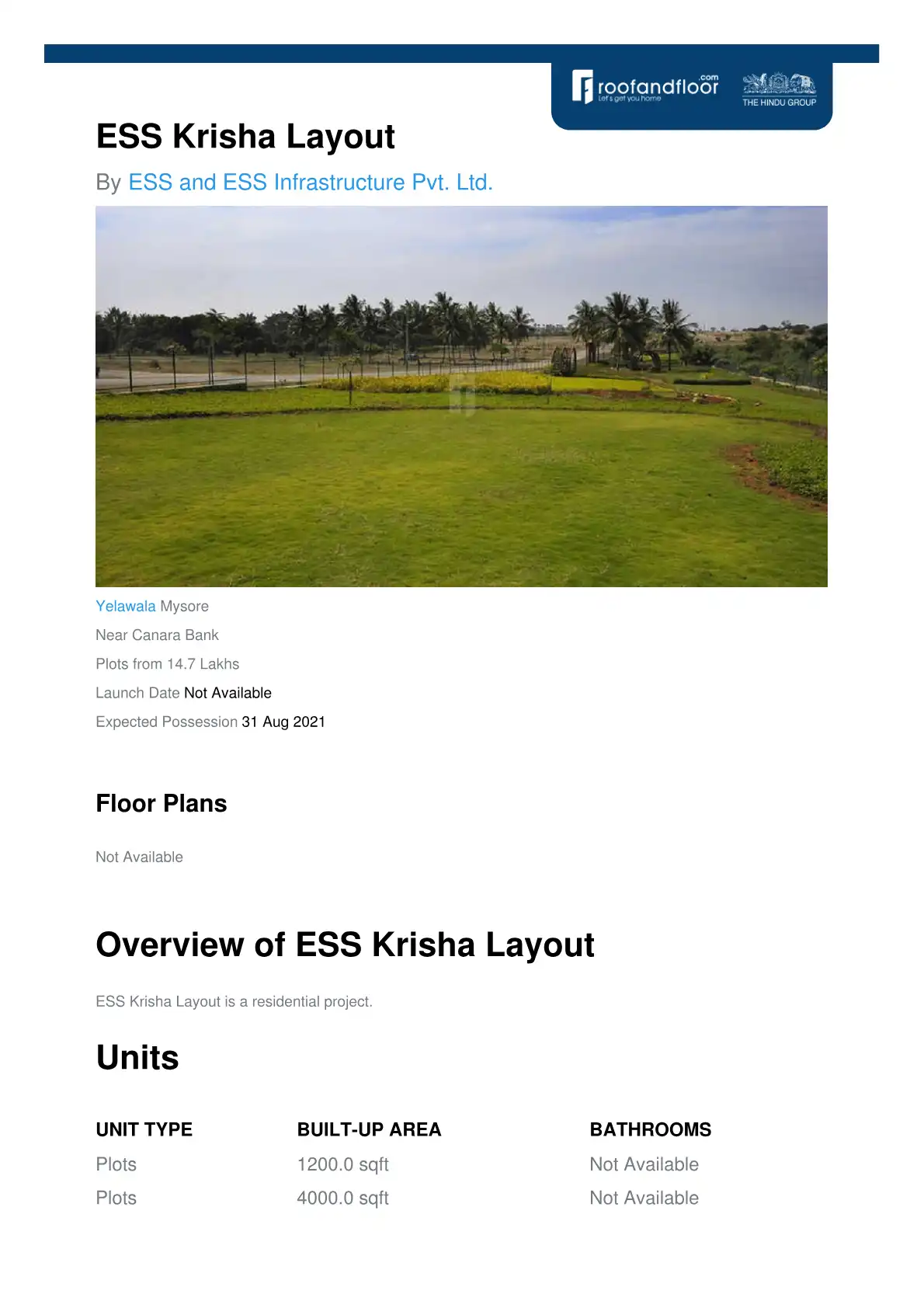 Krisha Layout Floor Plans & Layout