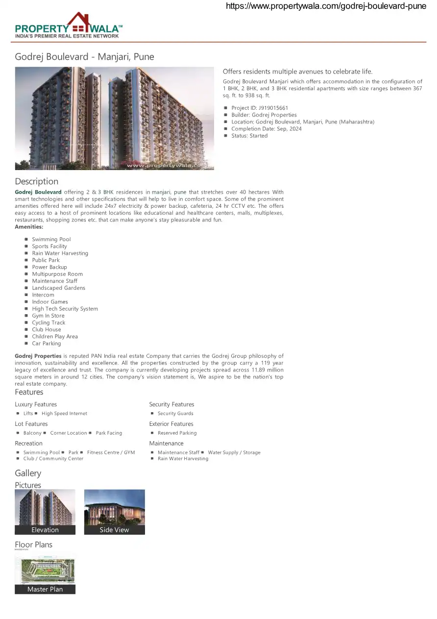 Godrej Boulevard Floor Plans & Layout