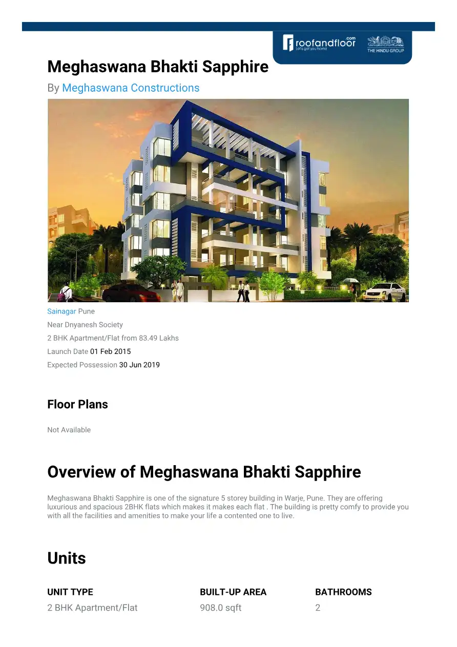 Bhakti Sapphire Floor Plans & Layout