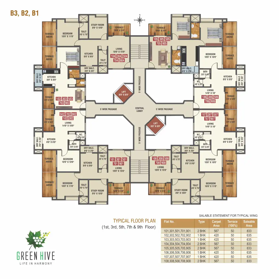 Green Hive B1 Floor Plans & Layout
