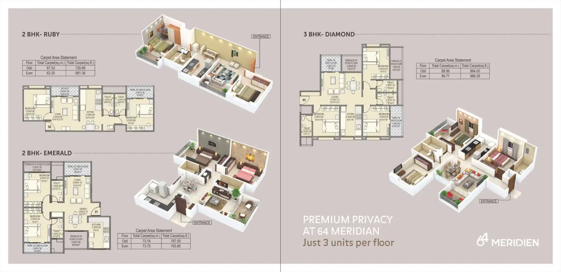 64 Meridien Floor Plans & Layout