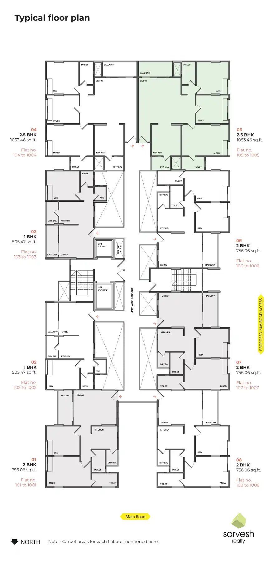 One Pirangut-residential Building Floor Plans & Layout