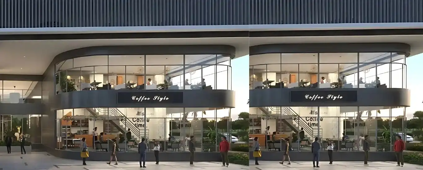 Omicron F5 Business Landmarks project blurred background