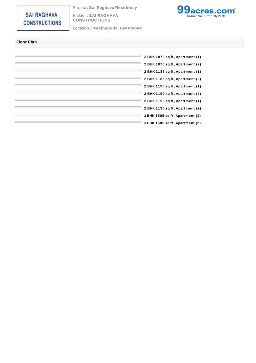Madinaguda Floor Plans & Layout