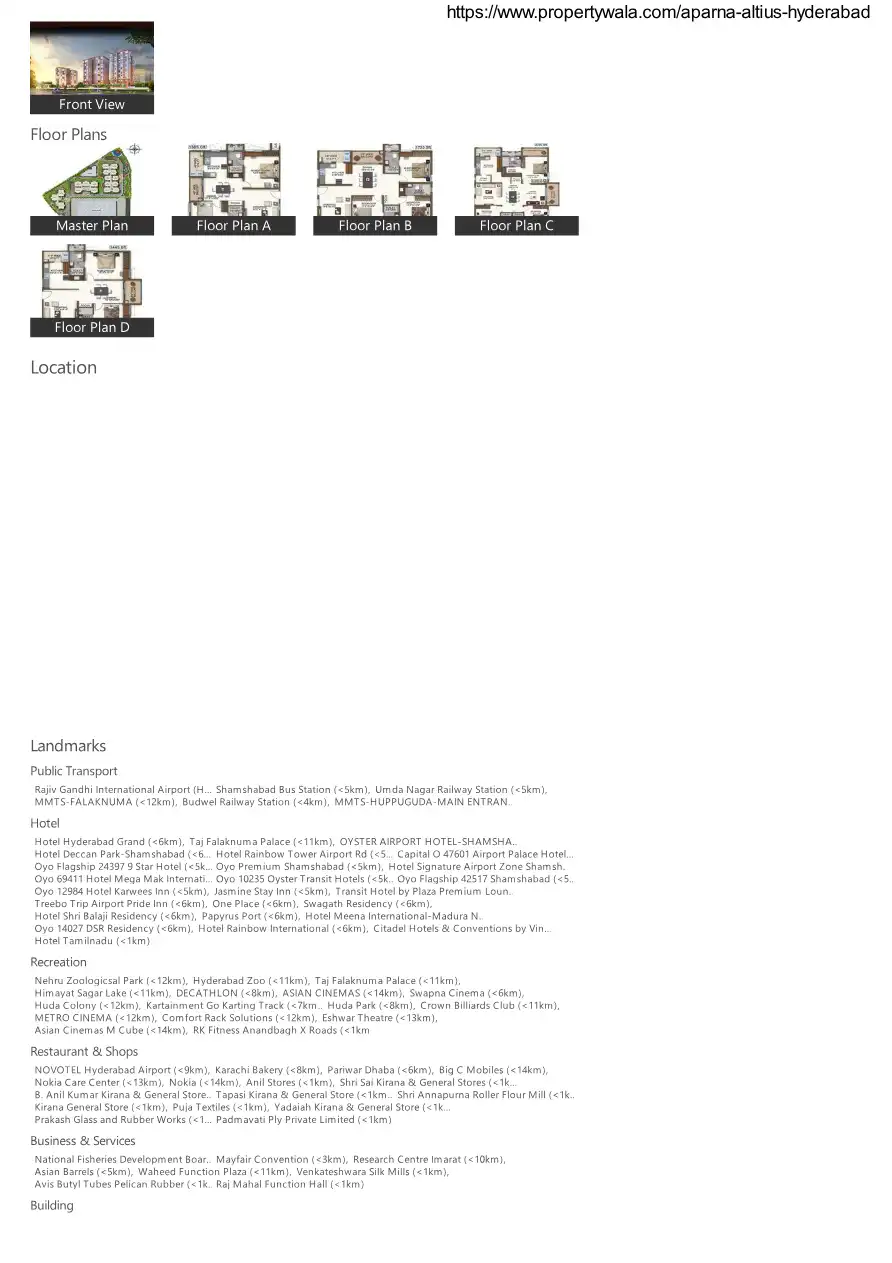 Aparna Altius Floor Plans & Layout