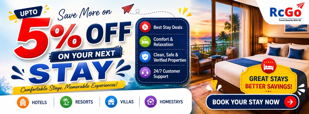 Exclusive 5 percent discount on stay bookings with RcGo