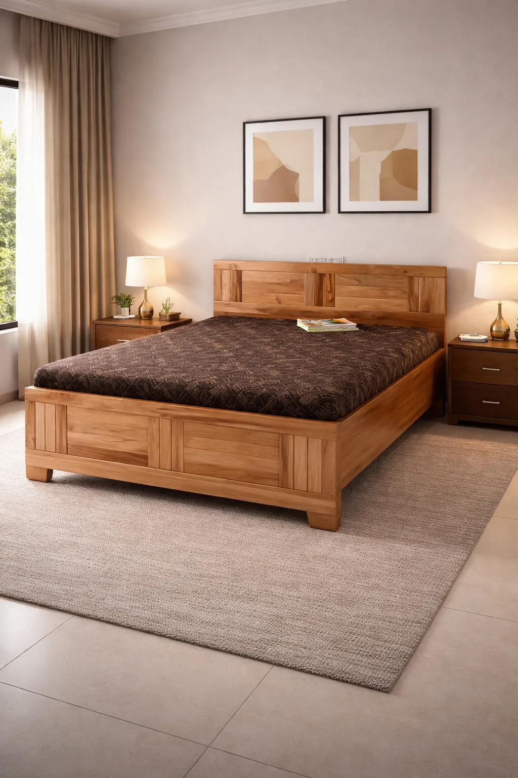 Grande Solid Wood Queen Bed with Mattress