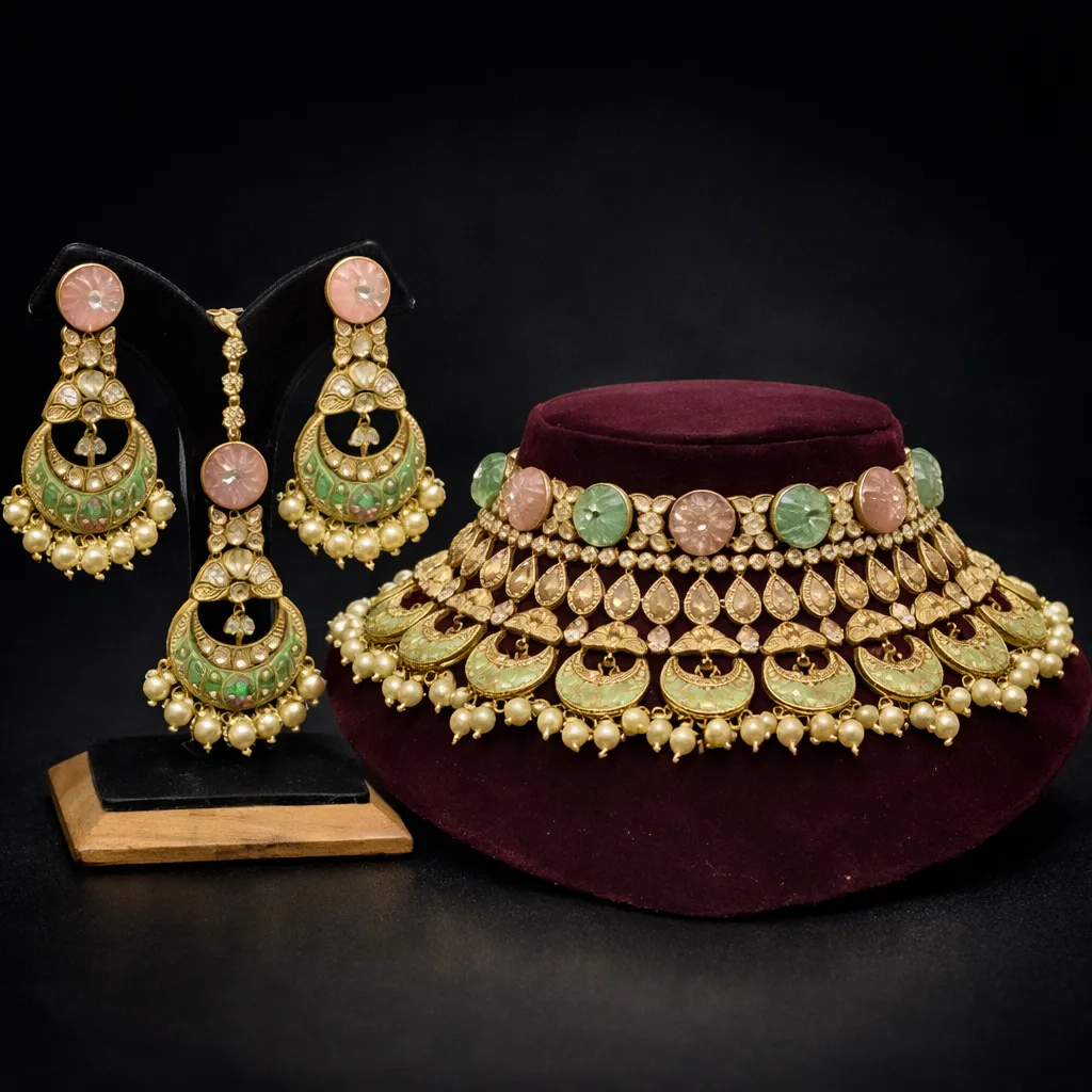 Heritage Polki & Pastel Meenakari Bridal Set