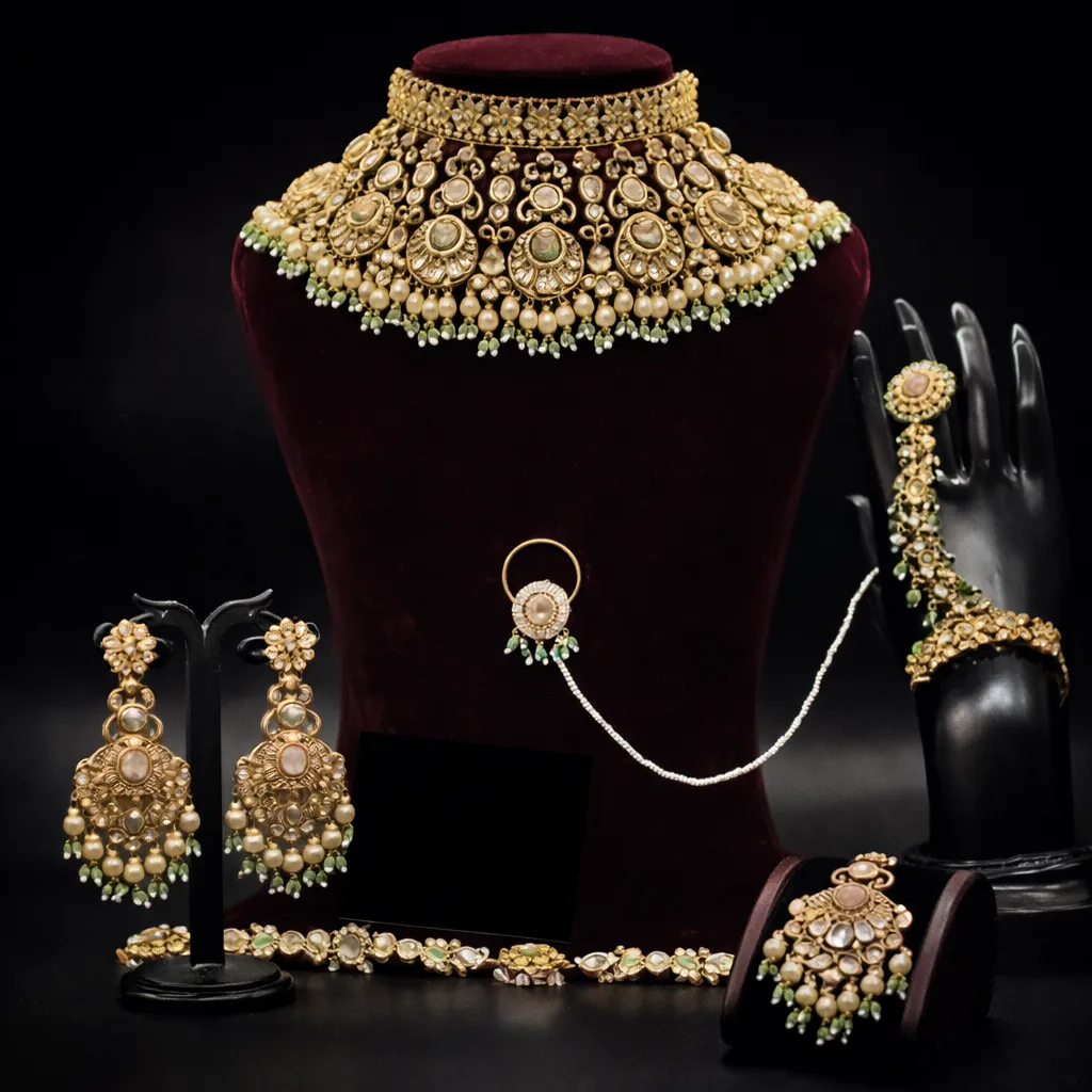 Modern Emerald & American Diamond Layered Set