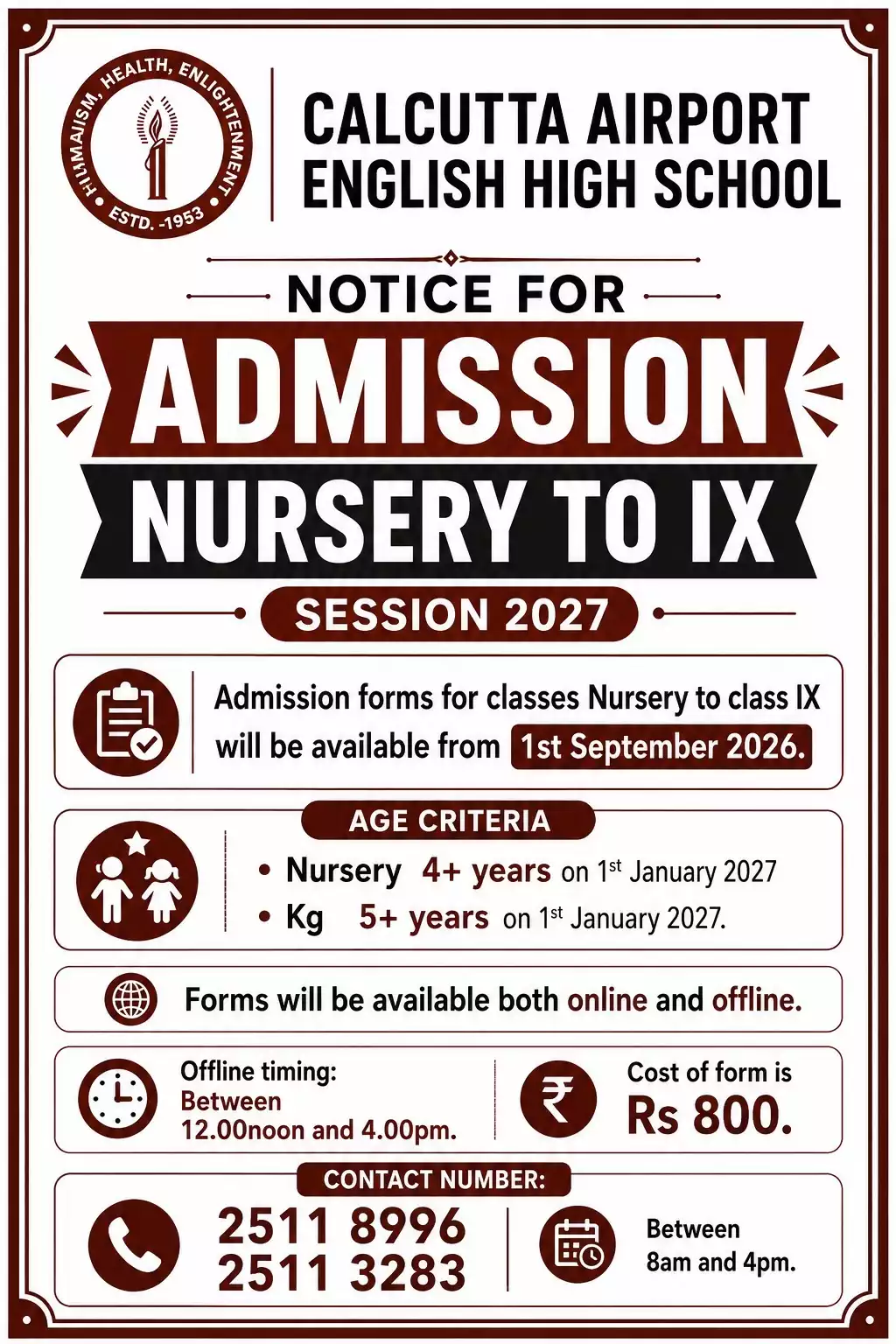 Admission Notice