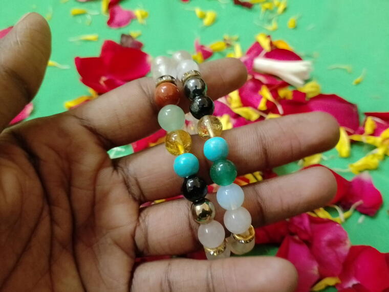 Clear quartz with seven chakras