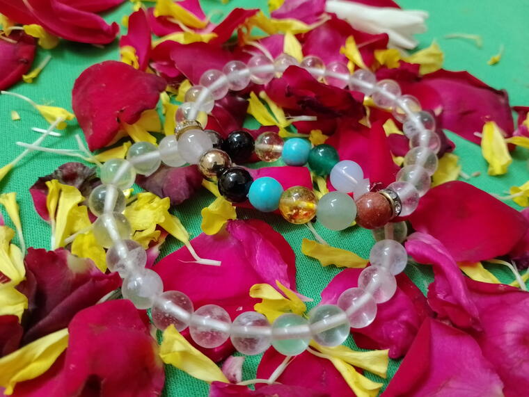 Clear quartz with seven chakras