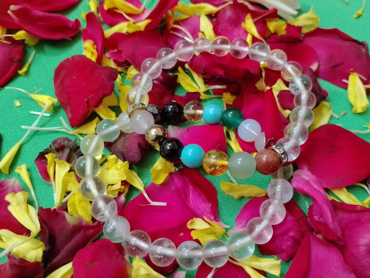 Clear quartz with seven chakras